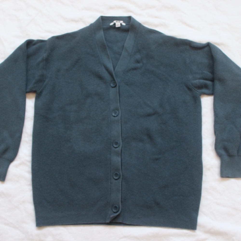 Uniqlo Women Medium Blue Cotton/Cashmere Cardigan